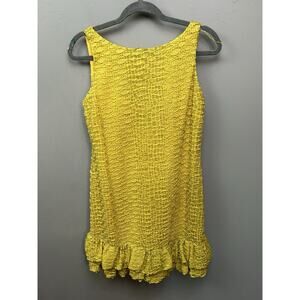 Muse Anthropologie Kick‎ Butt Dress Womens 4 Yellow Textured Short Ruffles